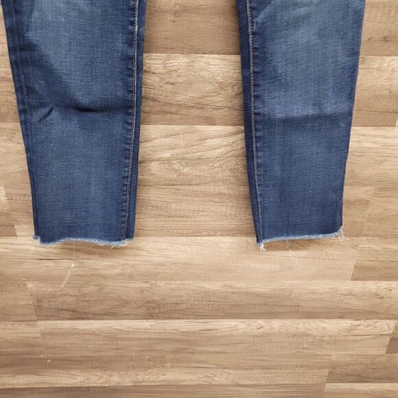 LOFT Curvy Straight Frayed Raw Hem Ankle Jeans Size 25 Womens Blue Medium Wash - Picture 5 of 13